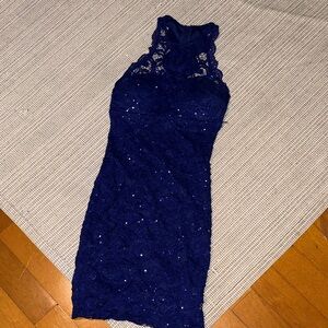 Elegant Blue Lace Dress